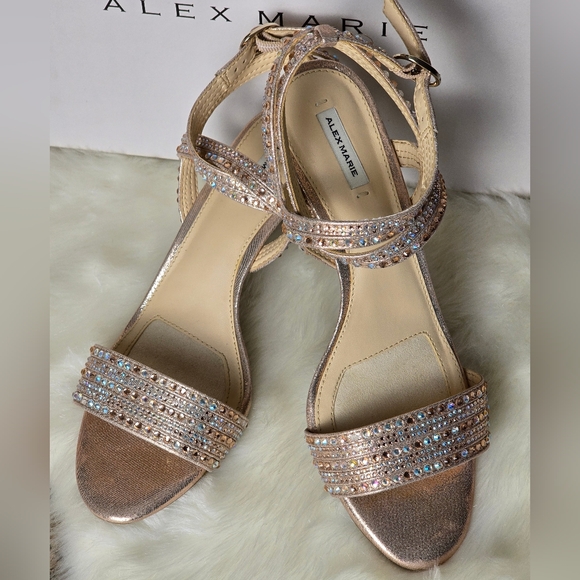 Alex Marie Women's Rose Gold Embellished Heels Size 8 1/2 - Picture 8 of 15